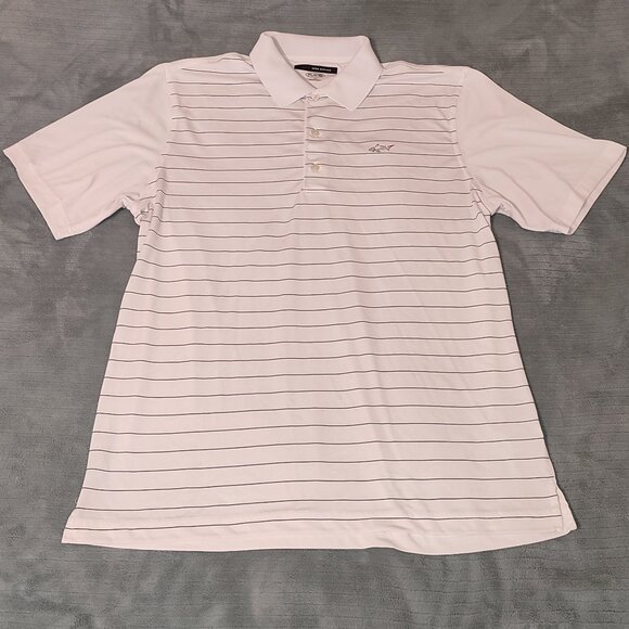Greg Norman Golfing Shirt Striped Play Dry Quick Dry Size L Sportswear Golf - Picture 1 of 8